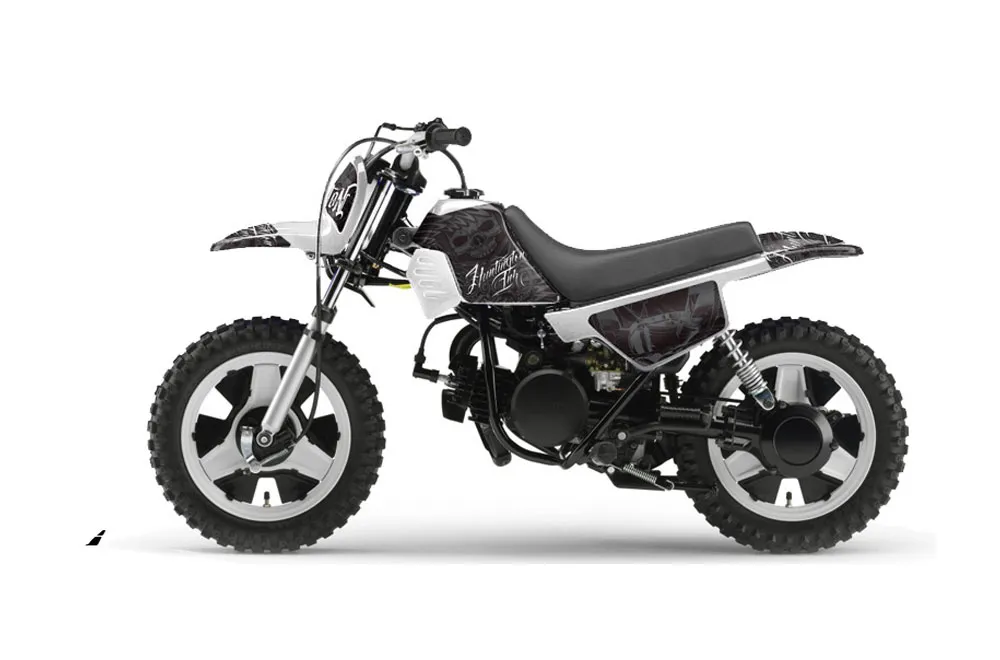 Yamaha PW80 Dirt Bike Graphic Kit - 1996-2006 Skulls and Hammers SIlver