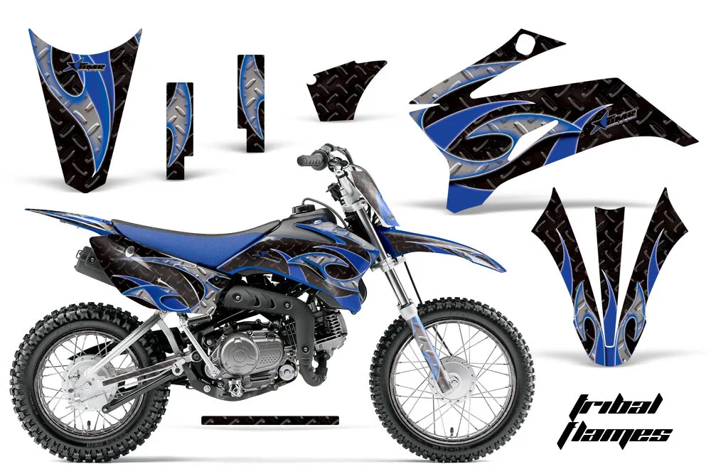 Yamaha TTR110 Dirt Bike Graphic Kit - 2008-2024 Tribal Flames Blue