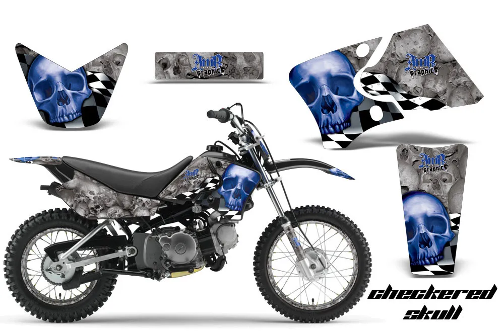Yamaha TTR90 Dirt Bike Graphic Kit - 2000-2007 Checkered Skull Silver
