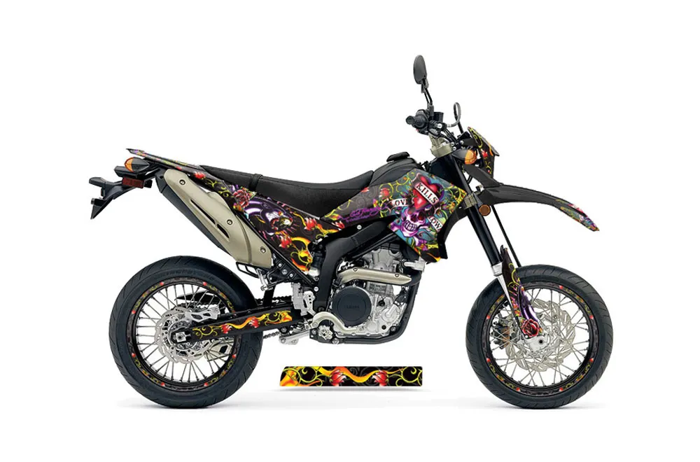 Yamaha WR250 R/X Dirt Bike Graphic Kit - 2007-2020 Ed Hardy - Love Kills Black