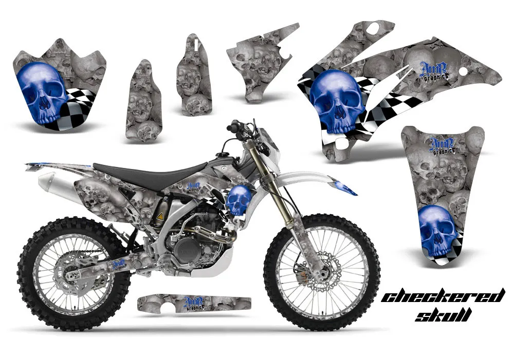 Yamaha WR250F Dirt Bike Graphic Kit - 2007-2014 Checkered Skull Silver