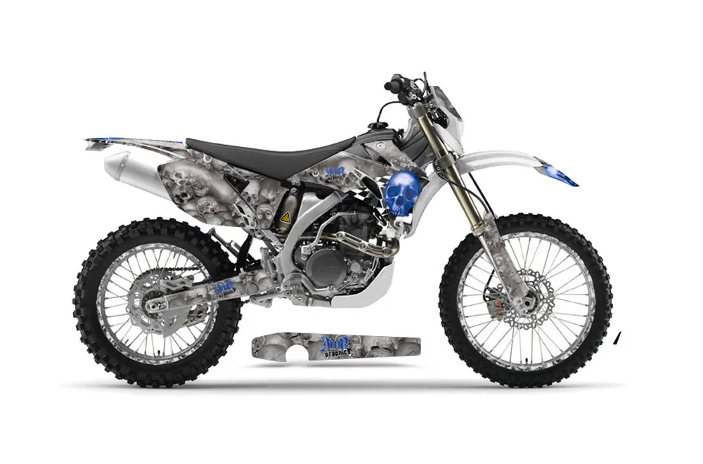 Yamaha WR250F Dirt Bike Graphic Kit - 2007-2014 Checkered Skull Silver
