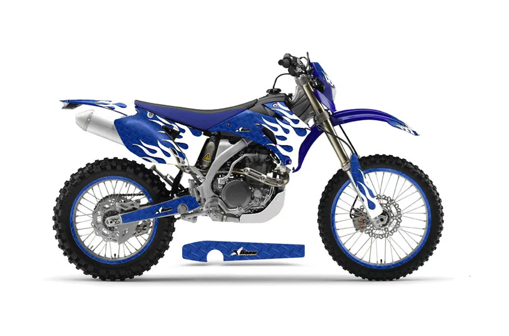 Yamaha WR250F Dirt Bike Graphic Kit - 2007-2014 Diamond Flames Blue