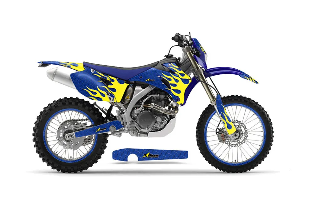 Yamaha WR250F Dirt Bike Graphic Kit - 2007-2014 Diamond Flames Yellow