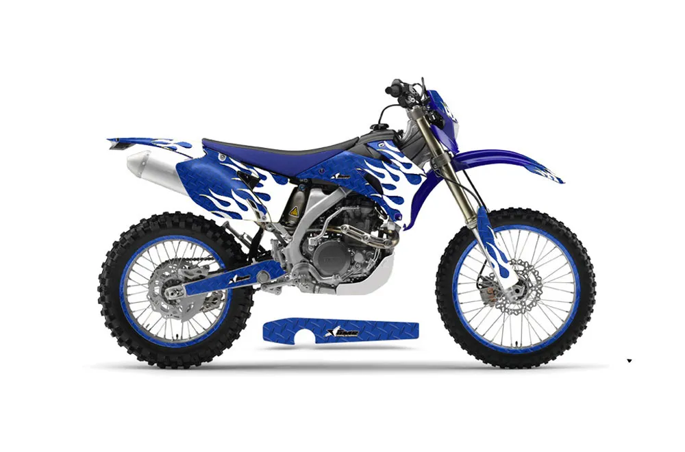 Yamaha WR450F Dirt Bike Graphic Kit - 2007-2011 Diamond Flames Blue