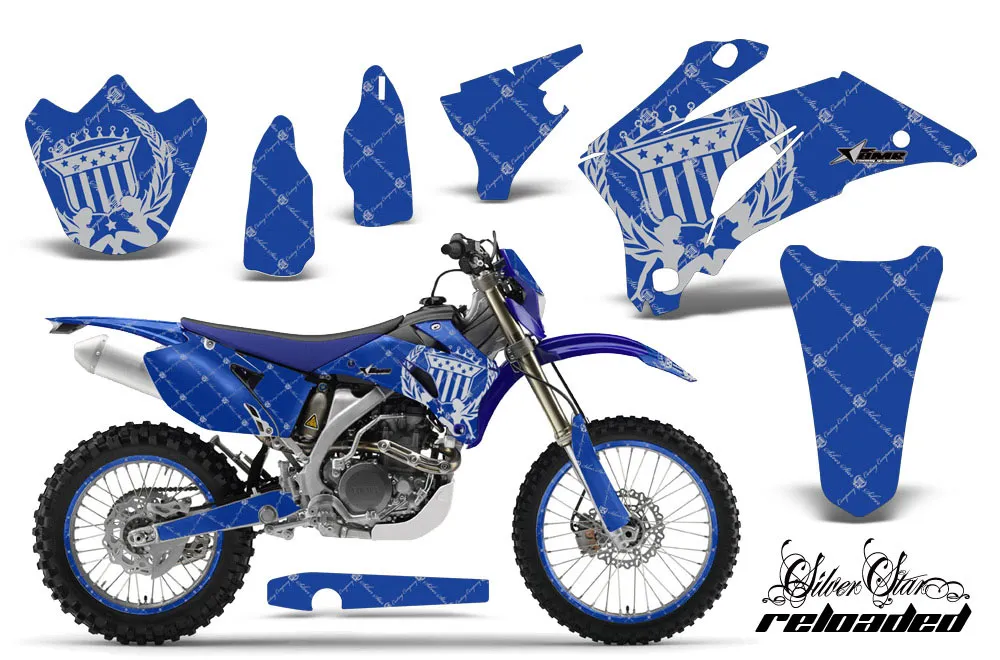 Yamaha WR450F Dirt Bike Graphic Kit - 2007-2011 Silver Star - Reloaded Blue