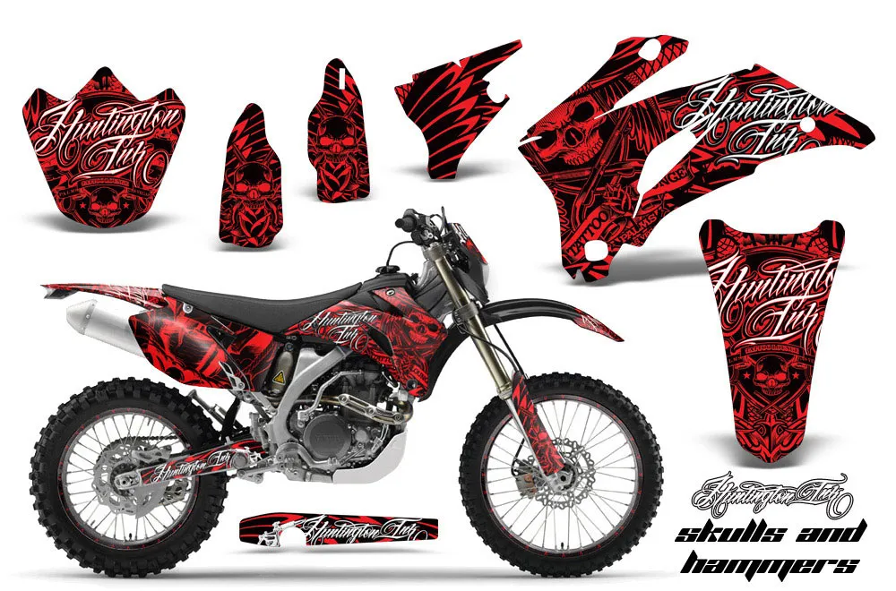 Yamaha WR450F Dirt Bike Graphic Kit - 2007-2011 Skulls and Hammers Red