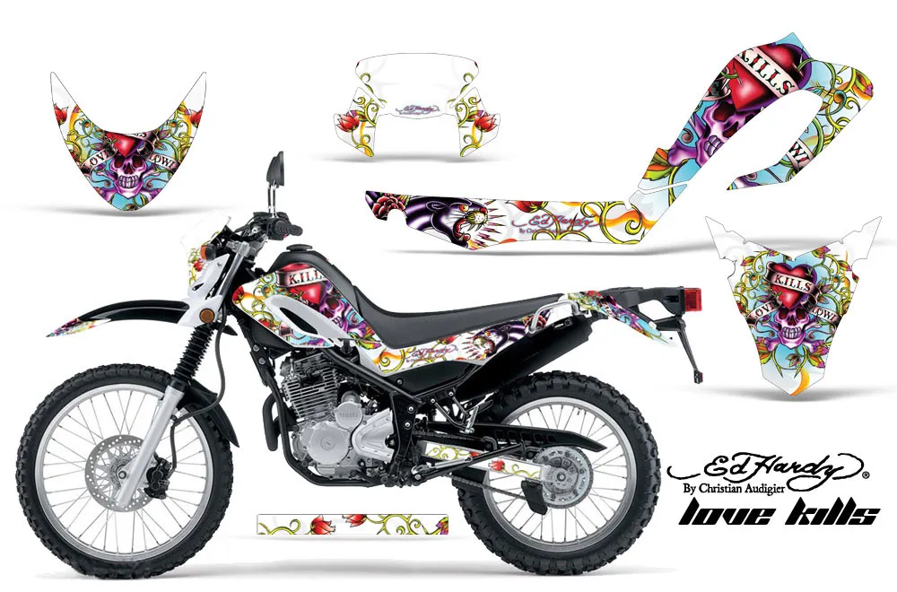 Yamaha XT250X Dirt Bike Graphic Kit - 2006-2018 Ed Hardy - Love Kills White