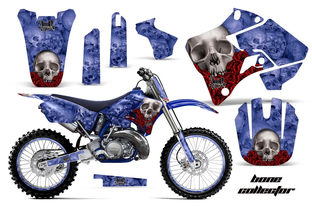 Yamaha YZ125 2 Stroke Dirt Bike Graphic Kit - 1996-2001 Bone Collector Blue