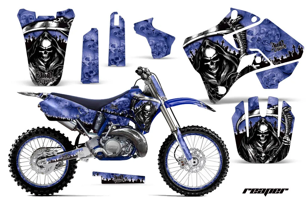 Yamaha YZ125 2 Stroke Dirt Bike Graphic Kit - 1996-2001 Reaper Blue
