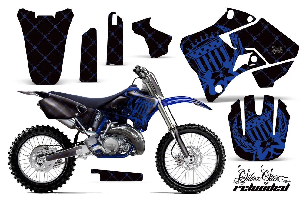 Yamaha YZ125 2 Stroke Dirt Bike Graphic Kit - 1996-2001 Silver Star - Reloaded Blue