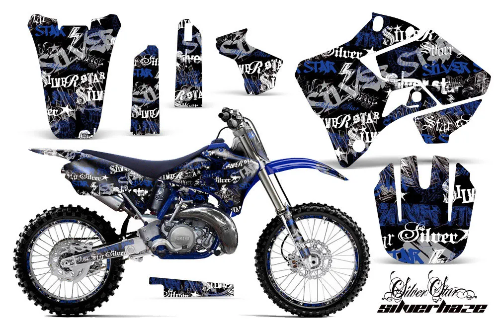 Yamaha YZ125 2 Stroke Dirt Bike Graphic Kit - 1996-2001 Silver Star - Silverhaze Blue