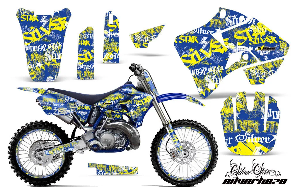 Yamaha YZ125 2 Stroke Dirt Bike Graphic Kit - 1996-2001 Silver Star - Silverhaze Yellow