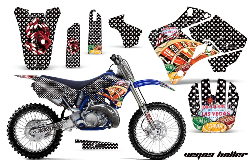 Yamaha YZ125 2 Stroke Dirt Bike Graphic Kit - 1996-2001 Vegas Baller Black