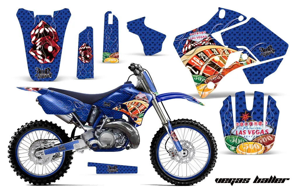 Yamaha YZ125 2 Stroke Dirt Bike Graphic Kit - 1996-2001 Vegas Baller Blue