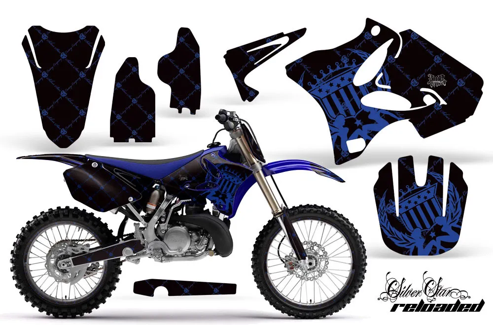 Yamaha YZ125 2 Stroke Dirt Bike Graphic Kit - 2002-2014 Silver Star - Reloaded Blue