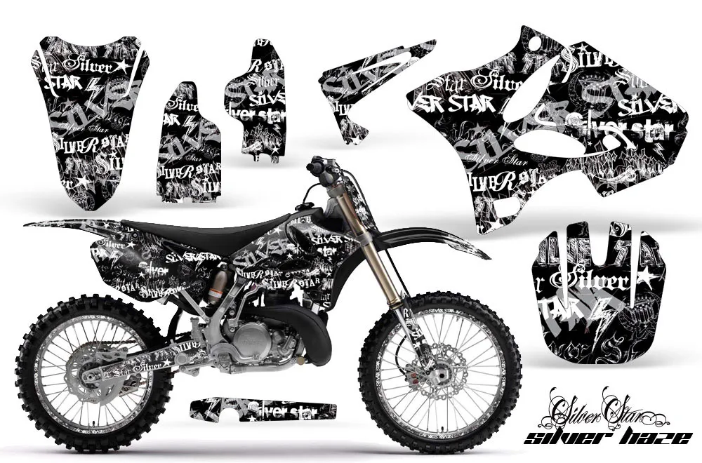 Yamaha YZ125 2 Stroke Dirt Bike Graphic Kit - 2002-2014 Silver Star - Silverhaze White