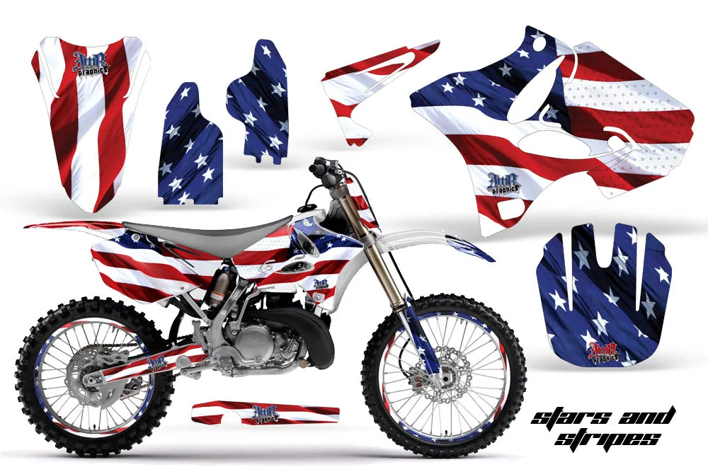 Yamaha YZ125 2 Stroke Dirt Bike Graphic Kit - 2002-2014 Stars and Stripes Red White & Blue