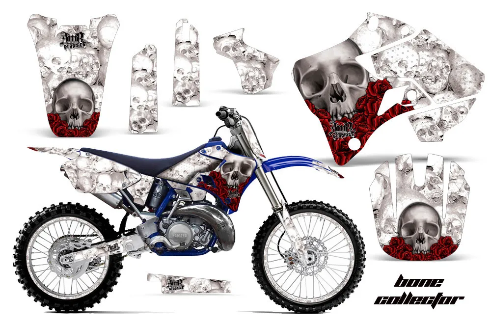Yamaha YZ250 2 Stroke Dirt Bike Graphic Kit - 1996-2001 Bone Collector White