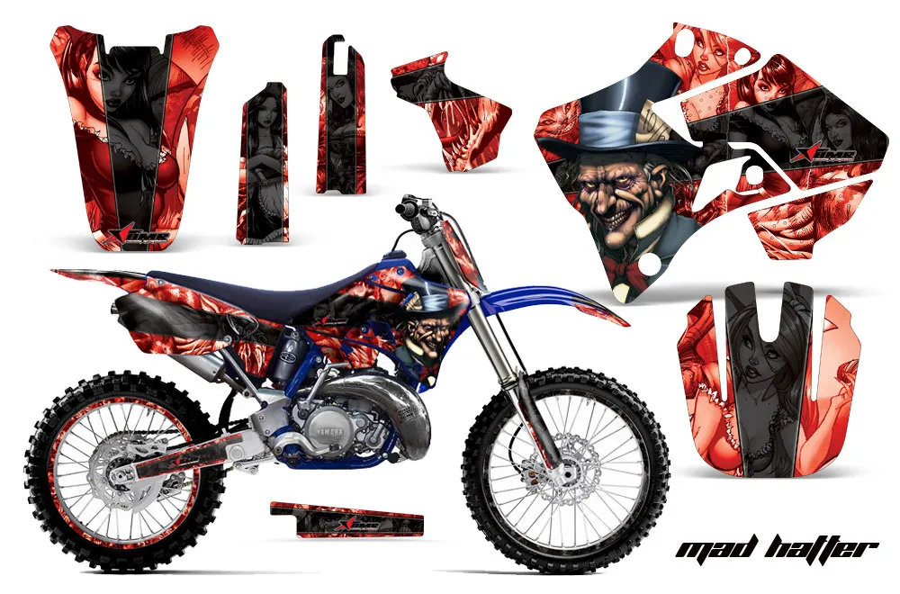 Yamaha YZ250 2 Stroke Dirt Bike Graphic Kit - 1996-2001 Mad Hatter Red