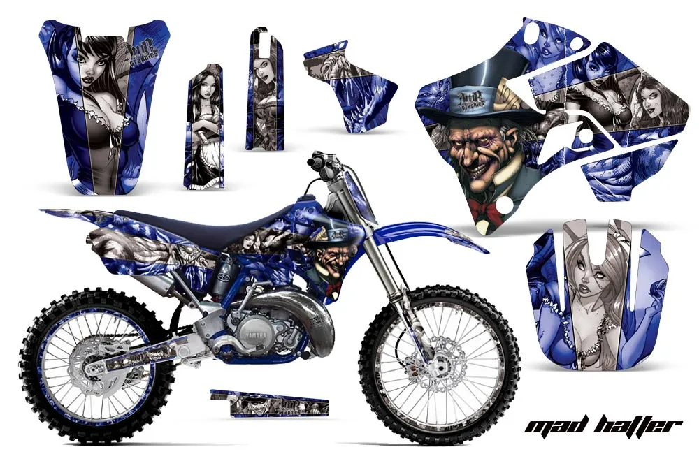 Yamaha YZ250 2 Stroke Dirt Bike Graphic Kit - 1996-2001 Mad Hatter Silver
