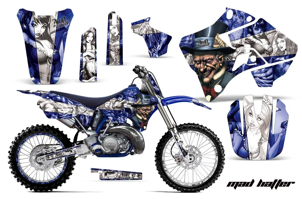 Yamaha YZ250 2 Stroke Dirt Bike Graphic Kit - 1996-2001 Mad Hatter White