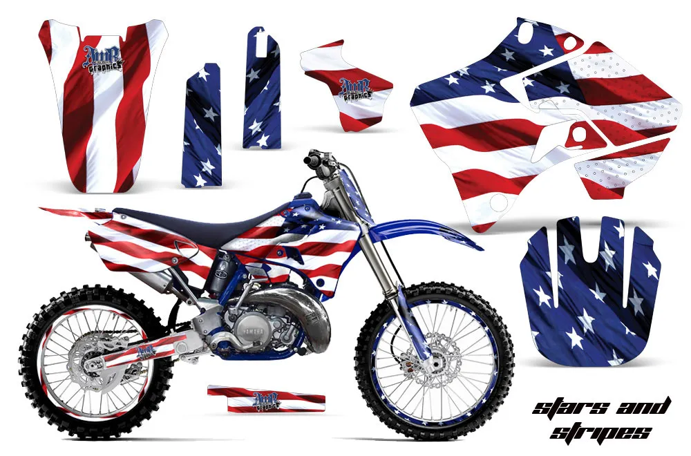 Yamaha YZ250 2 Stroke Dirt Bike Graphic Kit - 1996-2001 Stars and Stripes Red White & Blue