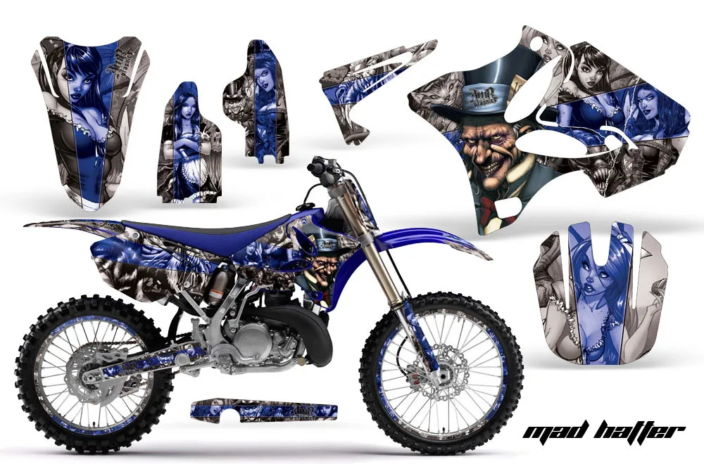Yamaha YZ250 2 Stroke Dirt Bike Graphic Kit - 2002-2014 Mad Hatter Black