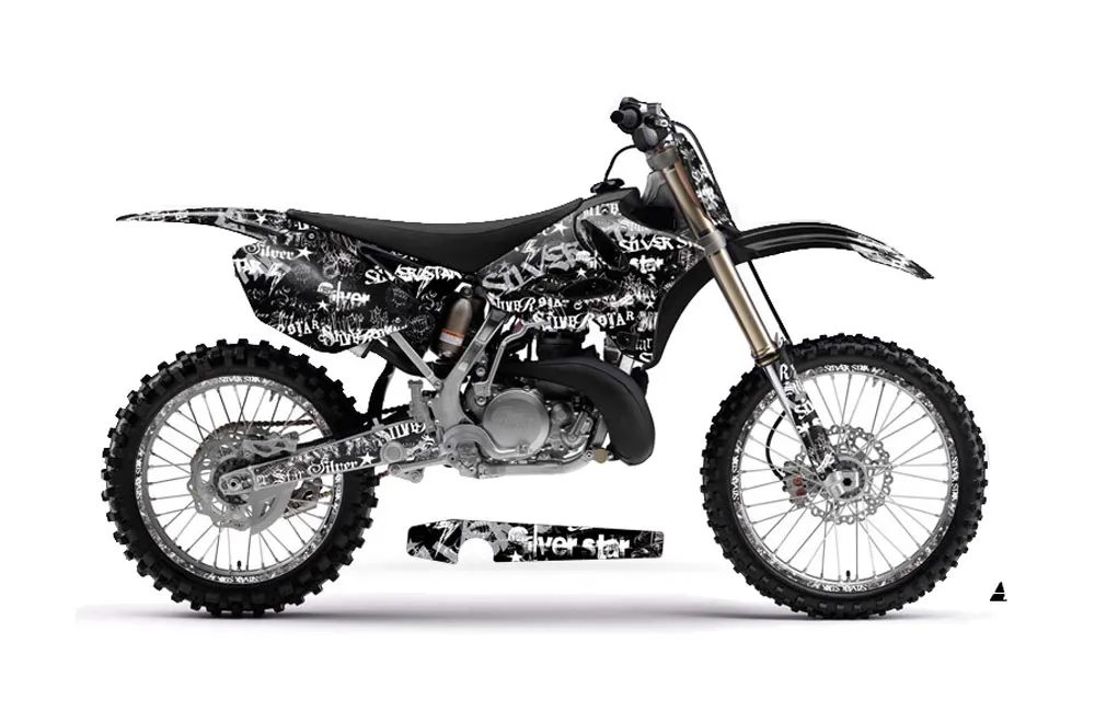 Yamaha YZ250 2 Stroke Dirt Bike Graphic Kit - 2002-2014 Silver Star - Silverhaze White