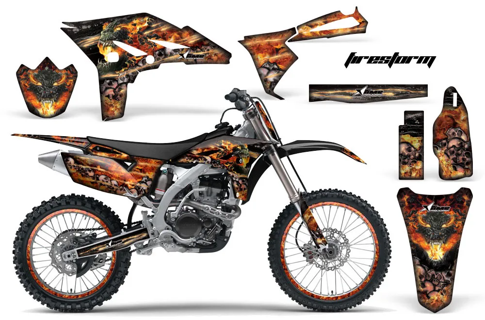 Yamaha YZ250 F 4 Stroke Dirt Bike Graphic Kit - 2010-2013 Firestorm Black