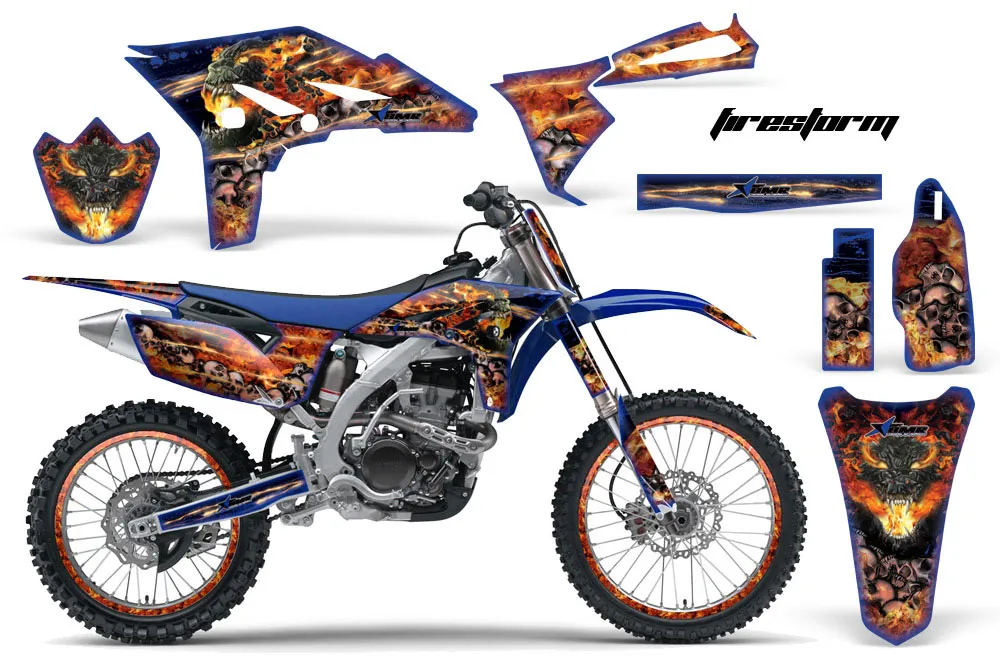 Yamaha YZ250 F 4 Stroke Dirt Bike Graphic Kit - 2010-2013 Firestorm Blue