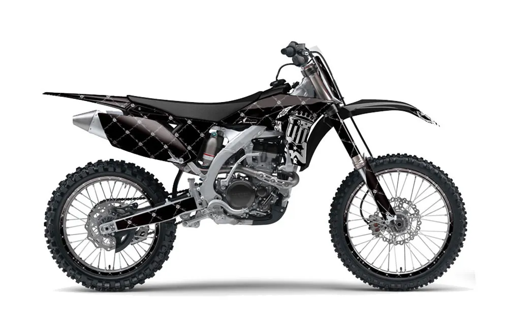 Yamaha YZ250 F 4 Stroke Dirt Bike Graphic Kit - 2010-2013 Silver Star - Reloaded Black
