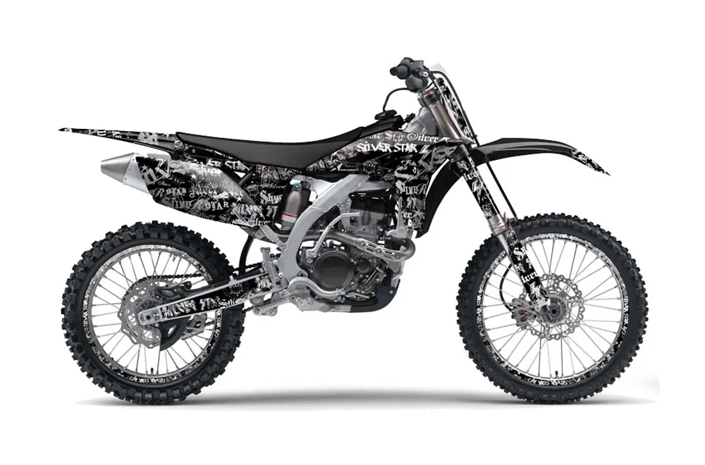 Yamaha YZ250 F 4 Stroke Dirt Bike Graphic Kit - 2010-2013 Silver Star - Silverhaze Black
