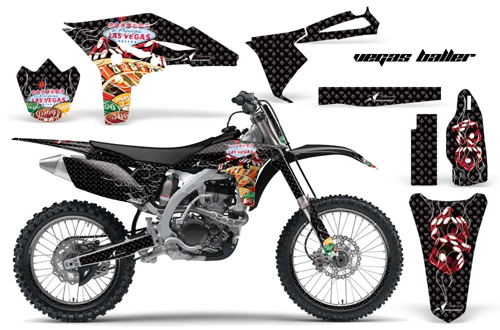 Yamaha YZ250 F 4 Stroke Dirt Bike Graphic Kit - 2010-2013 Vegas Baller Black