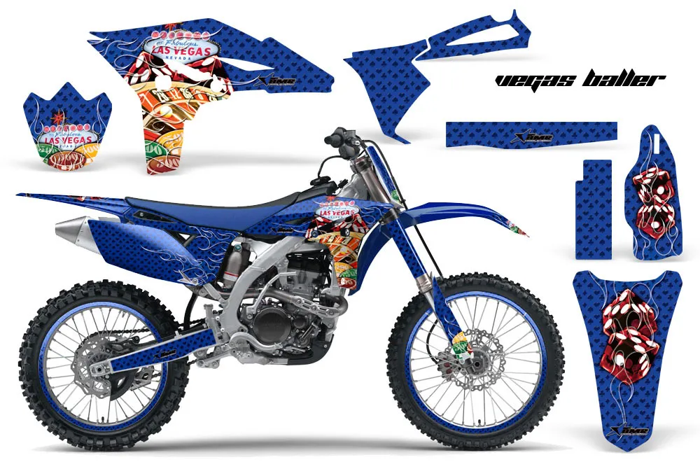 Yamaha YZ250 F 4 Stroke Dirt Bike Graphic Kit - 2010-2013 Vegas Baller Blue