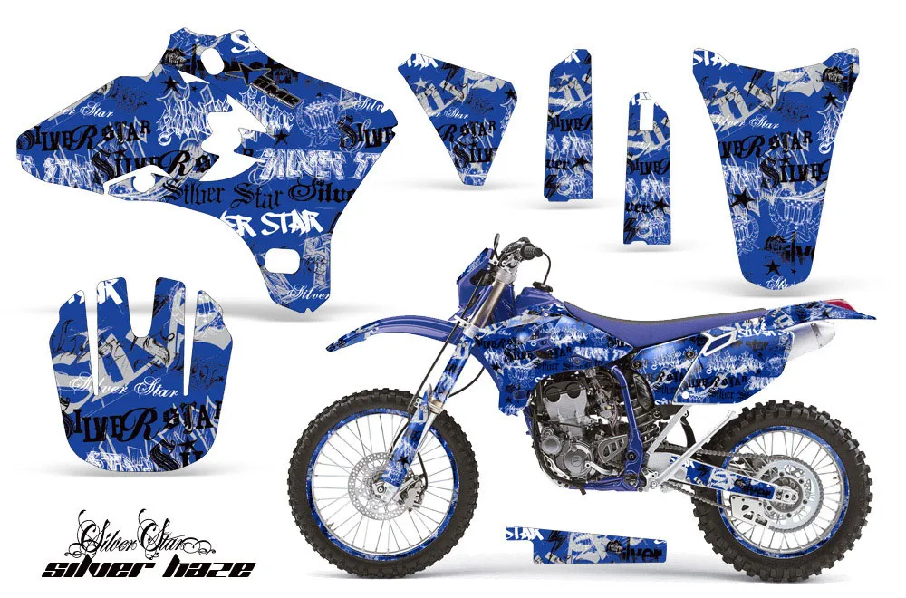 Yamaha YZ250 F Dirt Bike Graphic Kit - 2003-2005 Silver Star - Silverhaze Blue