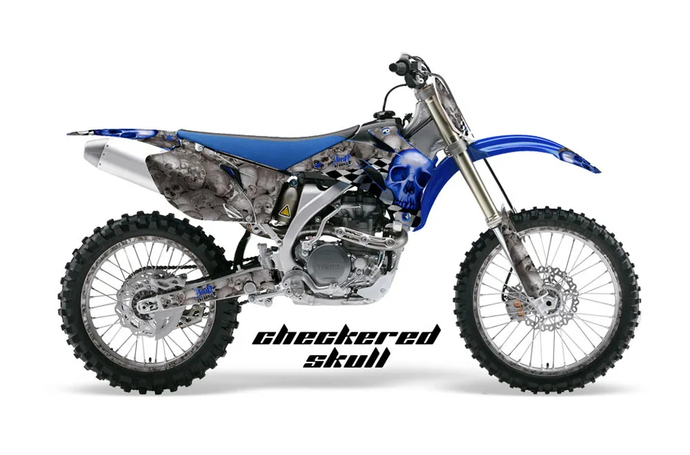 Yamaha YZ250F / YZ450F Dirt Bike Graphic Kit - 2006-2009 Checkered Skull Blue