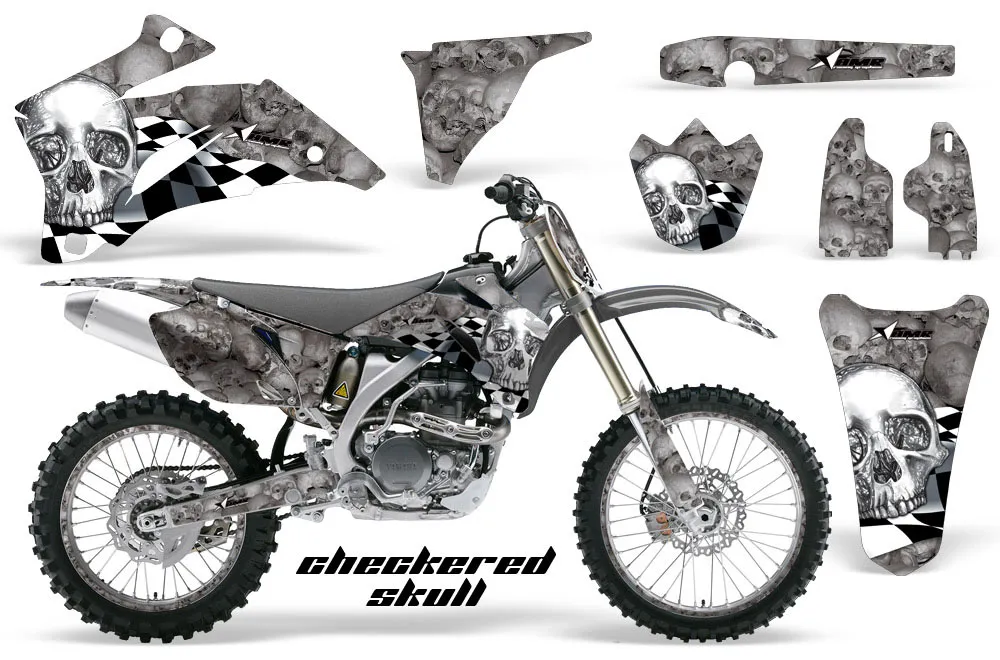 Yamaha YZ250F / YZ450F Dirt Bike Graphic Kit - 2006-2009 Checkered Skull Chrome