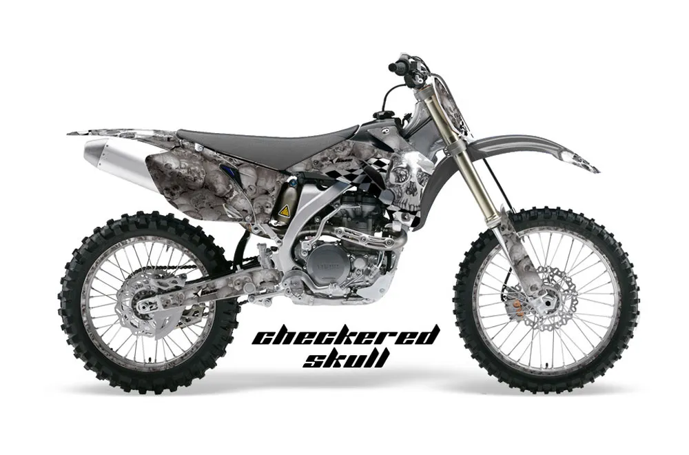 Yamaha YZ250F / YZ450F Dirt Bike Graphic Kit - 2006-2009 Checkered Skull Chrome