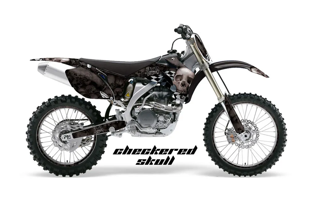 Yamaha YZ250F / YZ450F Dirt Bike Graphic Kit - 2006-2009 Checkered Skull Silver