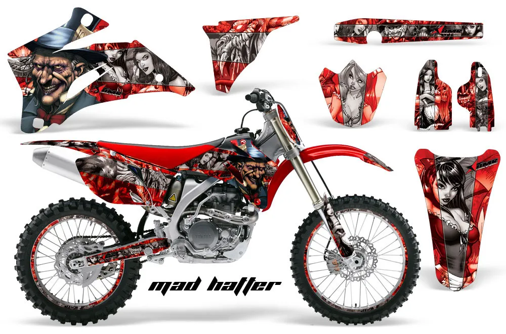 Yamaha YZ250F / YZ450F Dirt Bike Graphic Kit - 2006-2009 Mad Hatter Red