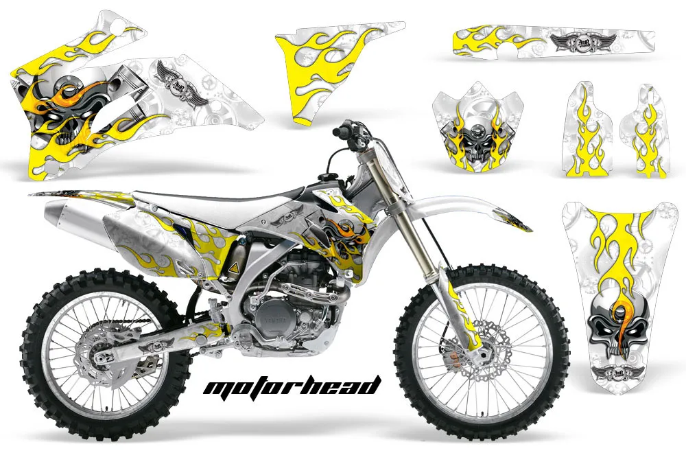 Yamaha YZ250F / YZ450F Dirt Bike Graphic Kit - 2006-2009 Motorhead White