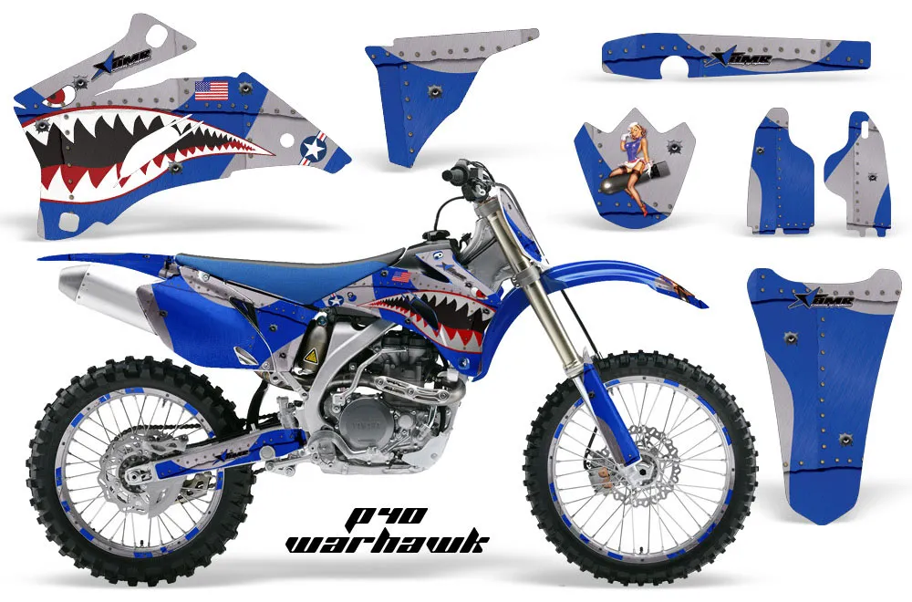 Yamaha YZ250F / YZ450F Dirt Bike Graphic Kit - 2006-2009 P40 Warhawk Blue