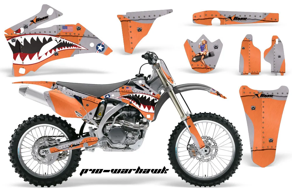 Yamaha YZ250F / YZ450F Dirt Bike Graphic Kit - 2006-2009 P40 Warhawk Orange