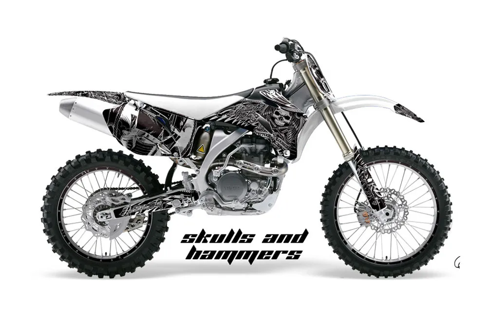 Yamaha YZ250F / YZ450F Dirt Bike Graphic Kit - 2006-2009 Skulls and Hammers White