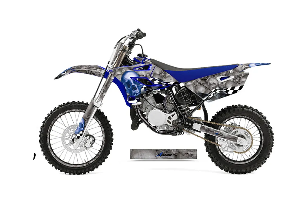 Yamaha YZ85 Dirt Bike Graphic Kit - 2015-2018 Checkered Skull Blue
