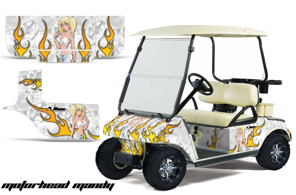 Club Car Golf Cart Graphic Kit - 1983-2014 Motorhead Mandy White