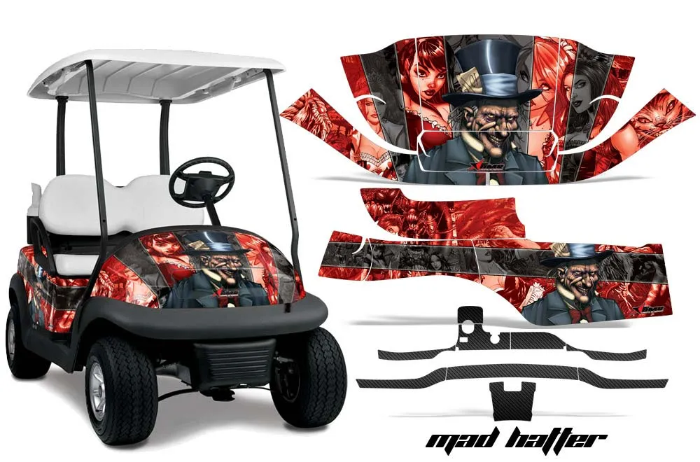 Club Car Precedent I2 Golf Cart Graphic Kit -2004-2017 Mad Hatter Black Red