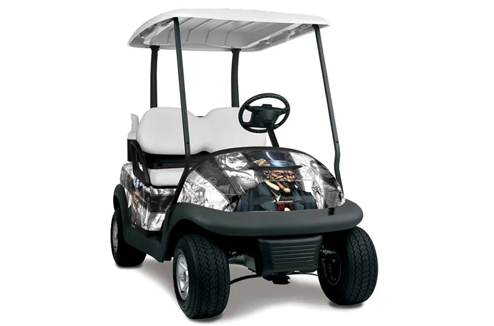 Club Car Precedent I2 Golf Cart Graphic Kit - 2004-2017 Mad Hatter Black White