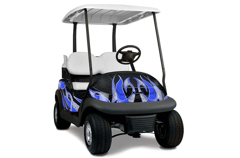 Club Car Precedent I2 Golf Cart Graphic Kit - 2004-2017 Tribal Flames Blue